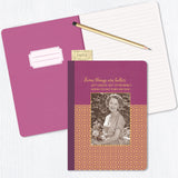 The Better Left Unsaid Journal by Shannon Martin Design features a vintage photo of a smiling woman, gold foil accents, and the quote: Some things are better left unsaid, but I'm probably going to say them anyway.
