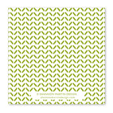 The Stir The Pot Napkin by Shannon Martin Design is a white square beverage napkin featuring a green chevron V-shape pattern. Made from biodegradable materials for an eco-friendly touch. © SHANNON MARTIN DESIGN shannonmartindesign.com.