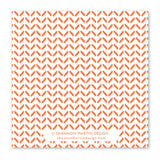 The "What A Friend Napkin" by Shannon Martin Design features a white square shape with vintage-style orange chevrons. “© Shannon Martin Design” and “shannonmartindesign.com” are printed in small orange text at the bottom. Biodegradable and stylish!.