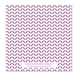 A geometric pattern of purple dashes decorates these "Don't Get Started Napkin" beverage napkins from Shannon Martin Design, with the brand name and website printed in gray at the bottom for a modern touch.
