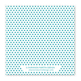 A white square background with small teal polka dots and light blue © Shannon Martin Design and shannonmartindesign.com at the bottom—perfect for stylish Better Left Unsaid Napkins by Shannon Martin Design.