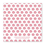 A repeating pattern of red, stylized flowers on white gives the Bad Decisions Napkin by Shannon Martin Design a vintage look. “SHANNON MARTIN DESIGN” and “shannonmartindesign.com” appear at the bottom.