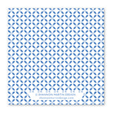 Blue geometric flower pattern on white; Moderation Napkin by Shannon Martin Design. Biodegradable and stylish.