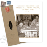 The Choose Friends Birthday Card by Shannon Martin Design features three friends smiling with drinks. The card reads: I choose my friends how I like my cocktails… strong, fabulous, and with a twist. Envelope included. Made in the USA.