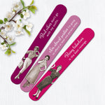 The Fabulous Emery Boards by Shannon Martin Design feature three colorful nail files with vintage women and sassy quotes—perfect for a fun manicure set. Blossoms rest beside them for a charming touch.
