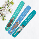 Add a stylish touch to your manicure with Seized Day Emery Boards by Shannon Martin Design—three colorful, vintage-inspired nail files, each with a witty saying. Perfect for any nail care set or as a fun gift.