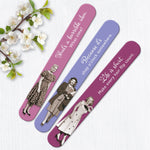 The Hair Flip Emery Boards by Shannon Martin Design feature three double-sided nail files with vintage women and witty sayings—perfect for your manicure set. Includes: “That’s a terrible idea. What time?”, “Because it’s shop o’clock somewhere.”, and “Life is short. Make every nail flip count.”.
