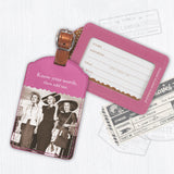 Know Your Worth Luggage Tag by Shannon Martin Design: pink leatherette, vintage photo, luxe style—know your worth!.