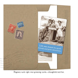 The Great Adventures Magnet by Shannon Martin Design features three smiling women at Glacier National Park and the quote “Life was meant for good friends and great adventures.” It fits perfectly in greeting cards—an ideal card gift!.