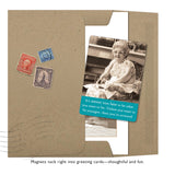 The Never Too Late Magnet by Shannon Martin Design features vintage photography and the quote, "It’s never too late to be what you want to be. Unless you want to be younger, then you’re screwed." Perfect for fans of witty retro décor.