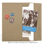 The Know Your Worth Magnet by Shannon Martin Design comes in a brown vintage stamped folder with a card featuring three women in retro outfits and the quote, “Know your worth, then add tax”—a thoughtful and fun gift.