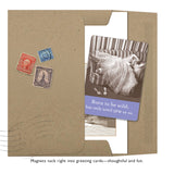 The Born To Be Wild Magnet by Shannon Martin Design features a black-and-white photo of a woman in a fancy dress on a striped couch, with the text: "Born to be wild, but only until 9PM or so." A unique and fun gift!.