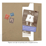 The Faithful Friend Magnet by Shannon Martin Design features a sepia photo of two girls in white dresses with the message, "She who finds a faithful friend, finds a treasure." Sturdy and perfect as a heartfelt greeting card gift.