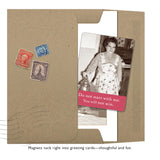 The Shannon Martin Design "You Will Not Win" Magnet features a vintage-style brown envelope with stamps and a black-and-white photo of a woman in an apron, captioned: “Do not start with me. You will not win.” Perfect for gifting or tucking into greeting cards.