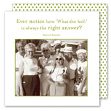 A group of smiling women in sunglasses and summer clothes poses outdoors beneath a Marilyn Monroe quote. The green polka dot backdrop highlights the Ever Notice How Napkin by Shannon Martin Design—perfect for adding vintage style to your next gathering.