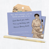 The Horse You Rode In On Sticky Note card by Shannon Martin Design features vintage photos of a woman on the phone and a sticky note-style list, perfect for witty sentiments like “Yes, that's correct, and the horse you rode in on.”.