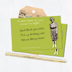 The Shannon Martin Design “Assume I'm Right Sticky Note” features a green card with a vintage smiling woman, witty sentiments about saving time by assuming she's right, and a handwritten-style to-do list for your daily reminders.