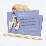 The Sassy Pants Sticky Note by Shannon Martin Design features a vintage photo of a woman in wide-legged pants, witty sentiments, a handwritten to-do list, a pen, and a library card for a touch of playful charm.