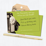 The Roll My Eyes Sticky Note by Shannon Martin Design features a vintage photo of a woman by a car with the text, "Oh, I’m sorry, did I just roll my eyes out loud?"—plus vibrant sticky notes for to-dos, with pen and library card nearby.