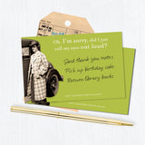 The Roll My Eyes Sticky Note by Shannon Martin Design features a vintage photo of a woman by a car with the text, "Oh, I’m sorry, did I just roll my eyes out loud?"—plus vibrant sticky notes for to-dos, with pen and library card nearby.