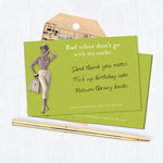 The Bad Vibes Sticky Note by Shannon Martin Design features a vintage photo of a smiling woman in retro clothing, a handwritten to-do list, and the witty message “Bad vibes don’t go with my outfit.”.