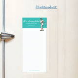 The Happy Talent Magnetic List Pad by Shannon Martin Design adds retro roller-skater flair and a fun quote to your fridge notes.