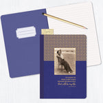 The Everything Journal by Shannon Martin Design features a blue jewel-toned cover with a vintage photo of a woman, gold foil accents, an inspiring quote, and comes with lined pages. A pencil and small card accessorize the stylish notebook.